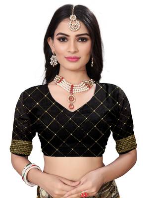 Durga Saree'S Unstitched Sequence Work Blouse Piece For Women_1Mtr_Black 1