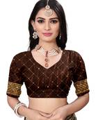 Durga Saree'S Unstitched Sequence Work Blouse Piece For Women_1Mtr_Brown