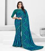 Multicolor Georgette Saree With Fancy Border And Fancy Blouse Piece