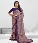 Multicolor Georgette Saree With Fancy Border And Fancy Blouse Piece