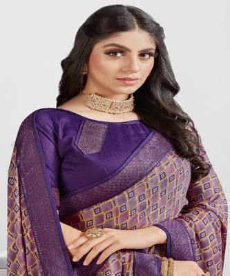 Multicolor Georgette Saree With Fancy Border And Fancy Blouse Piece 2