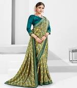 Multicolor Georgette Saree With Fancy Border And Fancy Blouse Piece