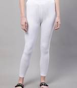 White Solid Ankle Length Legging