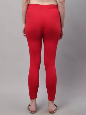 Red Solid Ankle Length Legging 2