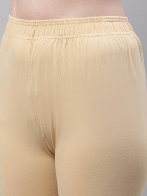 Beige Solid Ankle Length Legging 5