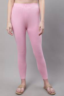 Light Pink Solid Ankle Length Legging