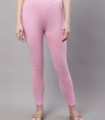 Light Pink Solid Ankle Length Legging