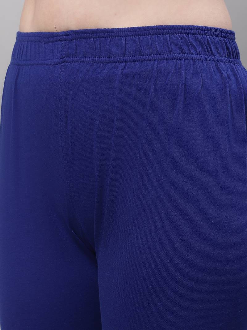 Royal Blue Solid Ankle Length Legging