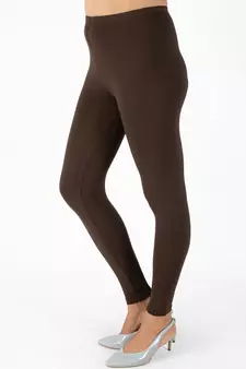 Brown Solid Ankle Length Legging