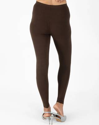 Brown Solid Ankle Length Legging 3
