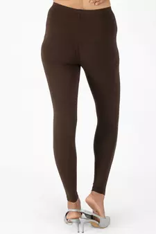 Brown Solid Ankle Length Legging