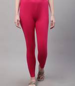 Dark Pink Solid Ankle Length Legging
