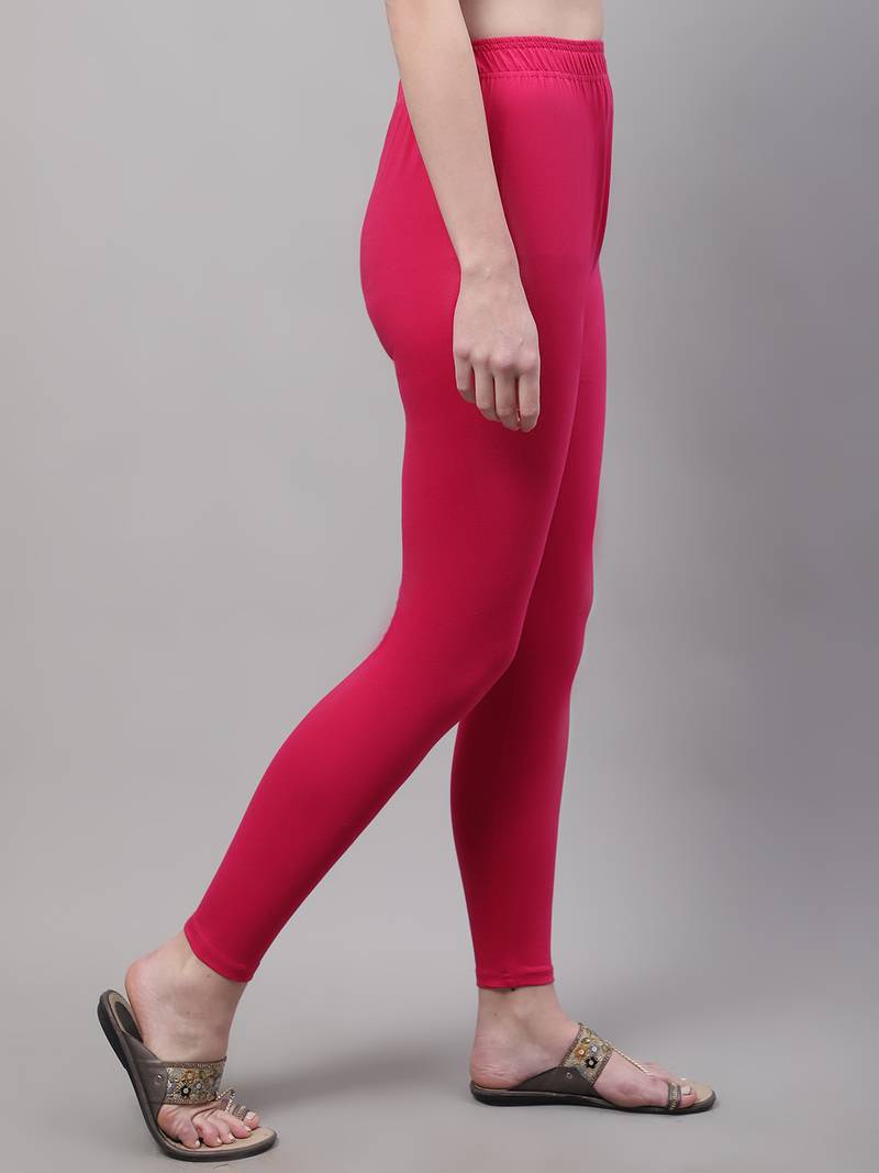 Dark Pink Solid Ankle Length Legging