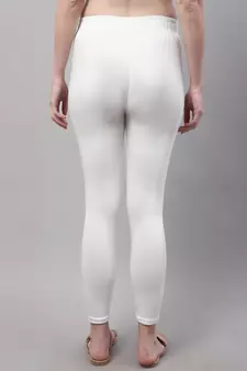 Off white Solid Ankle Length Legging