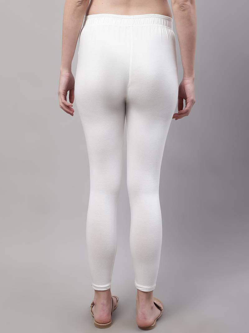 Off white Solid Ankle Length Legging