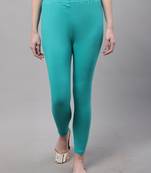 Turquoise Blue Solid Ankle Length Legging