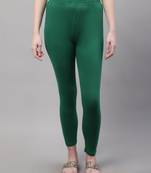Dark Green Solid Ankle Length Legging