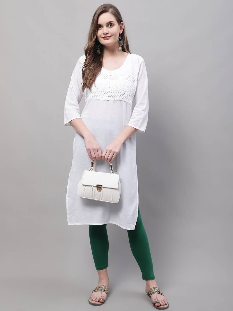 Dark Green Solid Ankle Length Legging