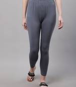 Dark Grey Solid Ankle Length Legging