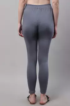 Dark Grey Solid Ankle Length Legging