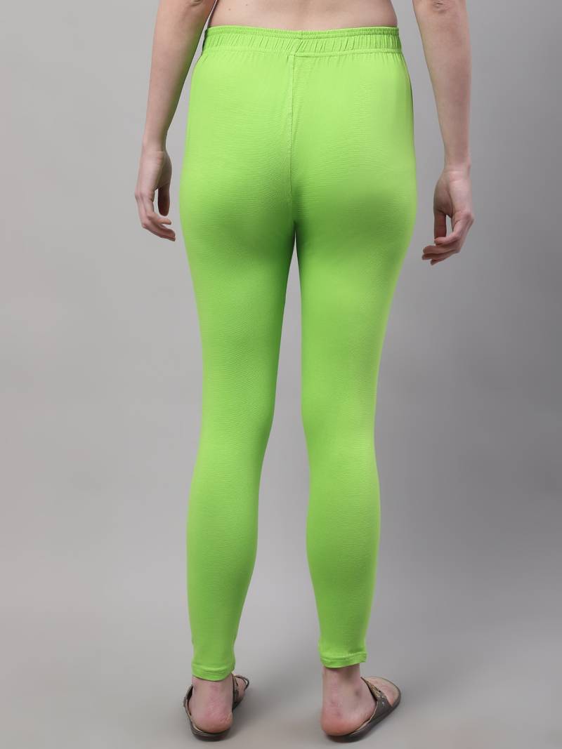 Parrot Green Solid Ankle Length Legging