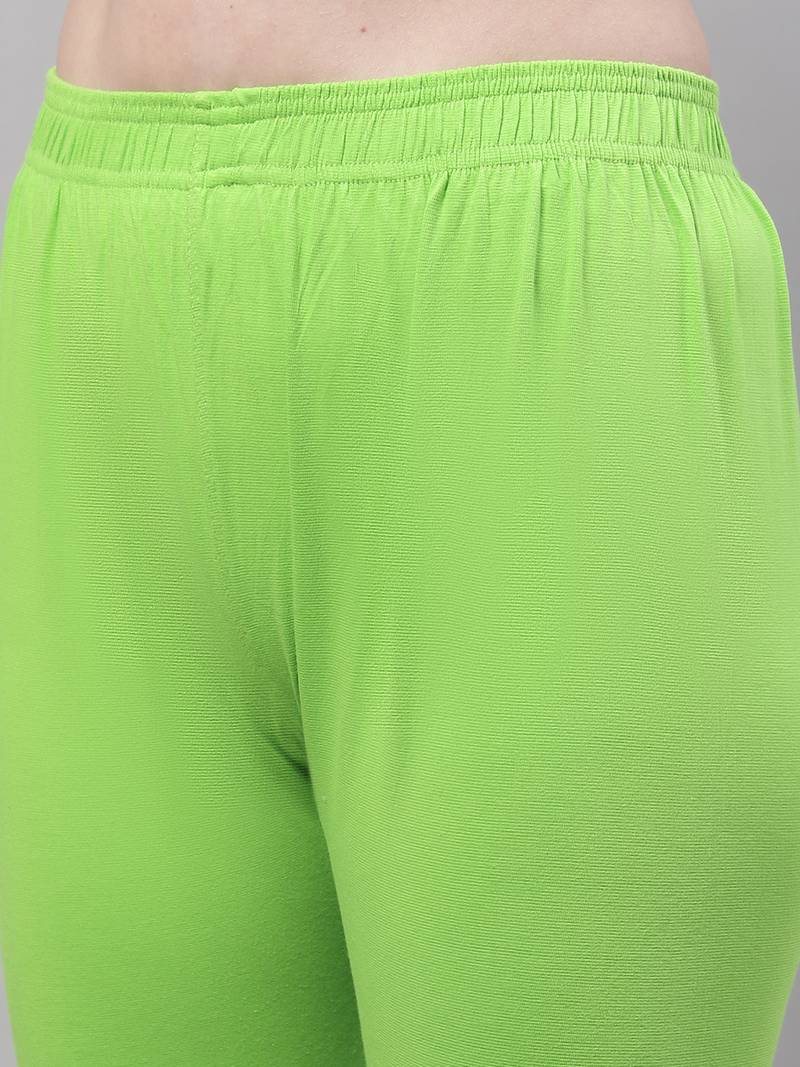 Parrot Green Solid Ankle Length Legging