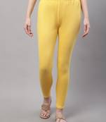 Yellow Solid Ankle Length Legging