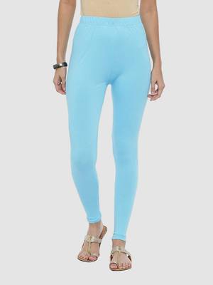 Sky Blue Solid Ankle Length Legging 1