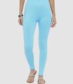 Sky Blue Solid Ankle Length Legging