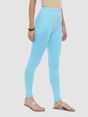 Sky Blue Solid Ankle Length Legging 2
