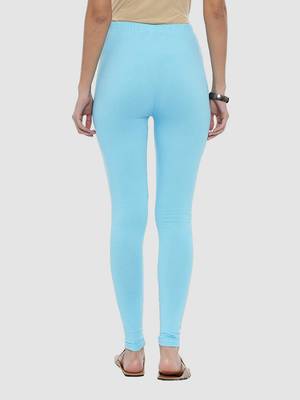 Sky Blue Solid Ankle Length Legging 3