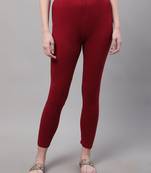 Maroon Solid Ankle Length Legging