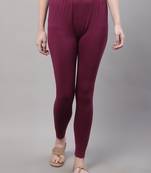 Purple Solid Ankle Length Legging