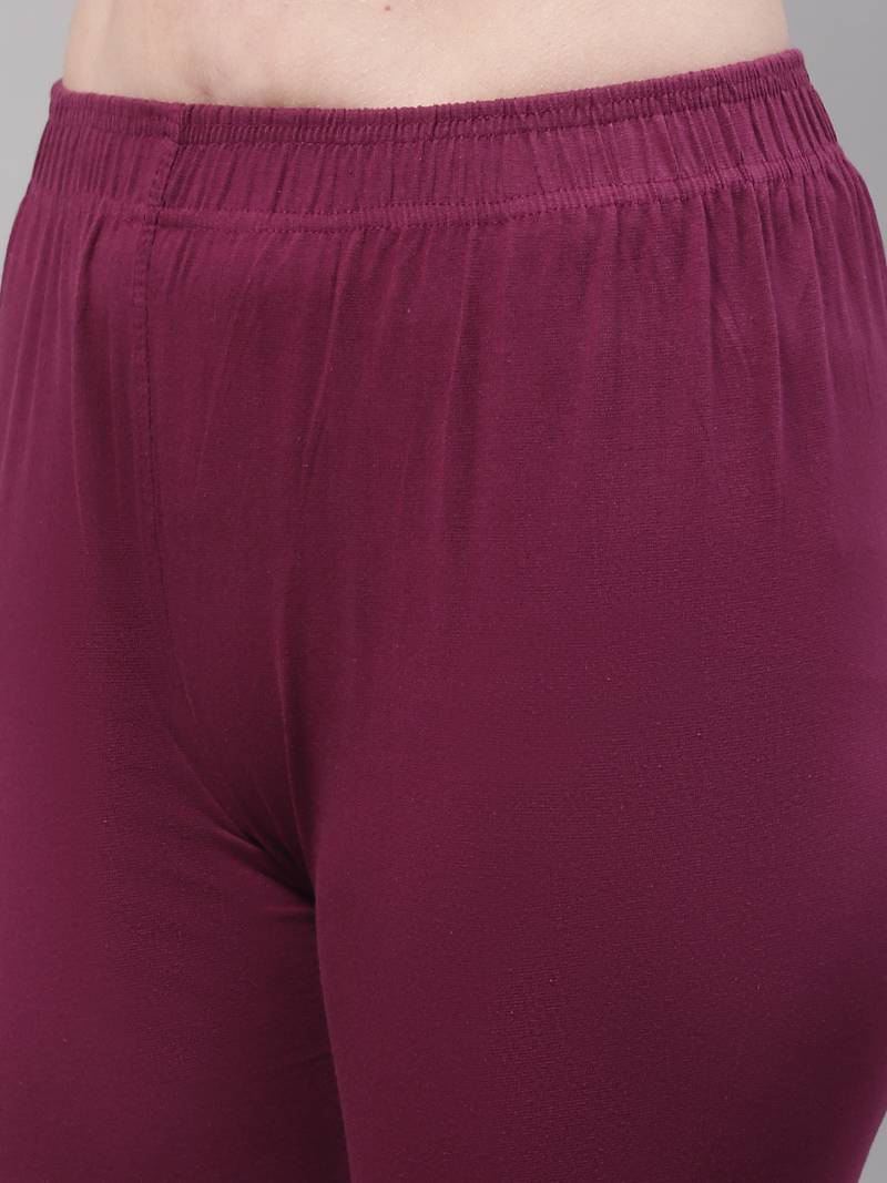 Purple Solid Ankle Length Legging