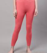 Coral Red Solid Ankle Length Legging