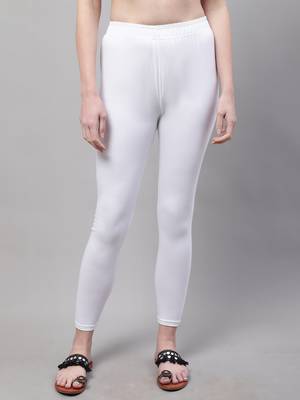 White Solid Ankle Length Plus Legging 1