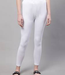 White Solid Ankle Length Plus Legging