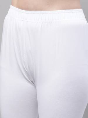 White Solid Ankle Length Plus Legging 5
