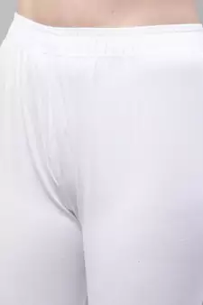 White Solid Ankle Length Plus Legging