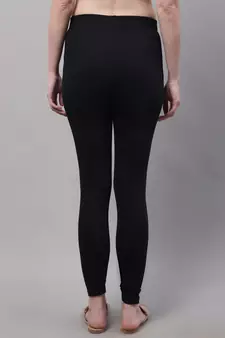 Black Solid Ankle Length Plus Legging