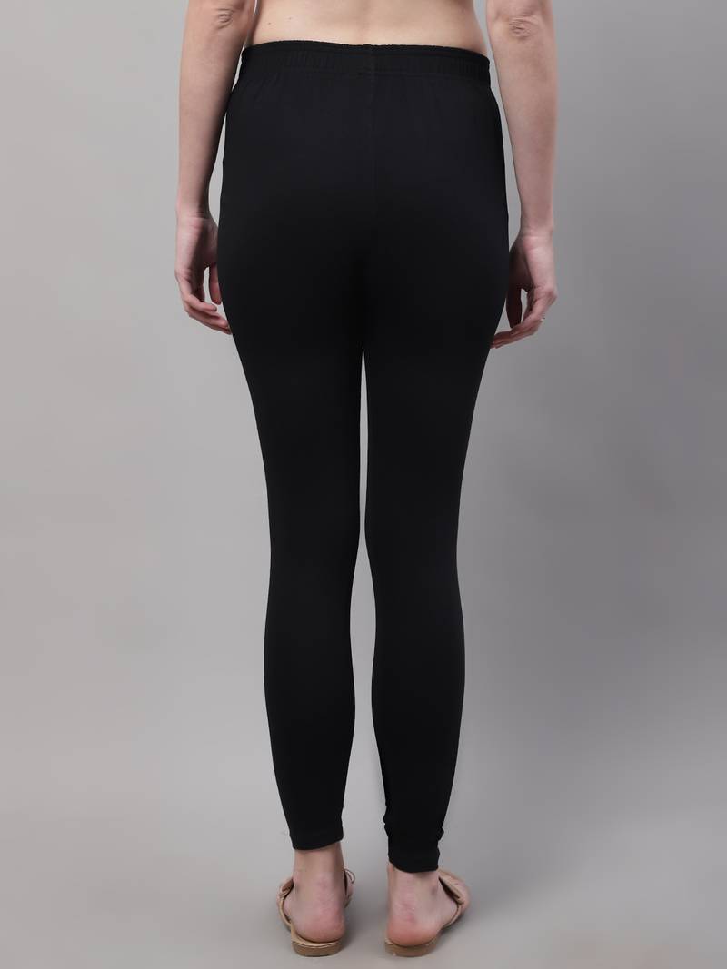 Black Solid Ankle Length Plus Legging