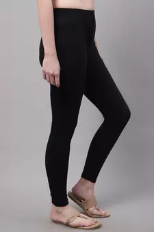 Black Solid Ankle Length Plus Legging