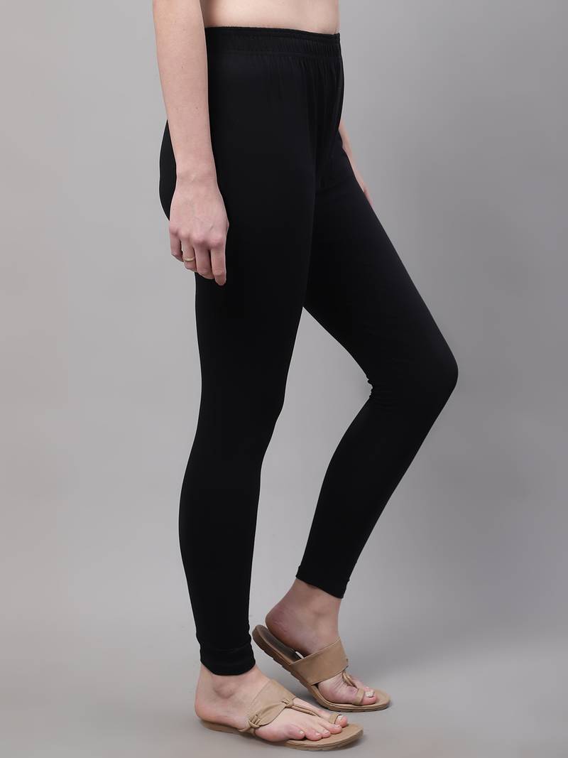 Black Solid Ankle Length Plus Legging