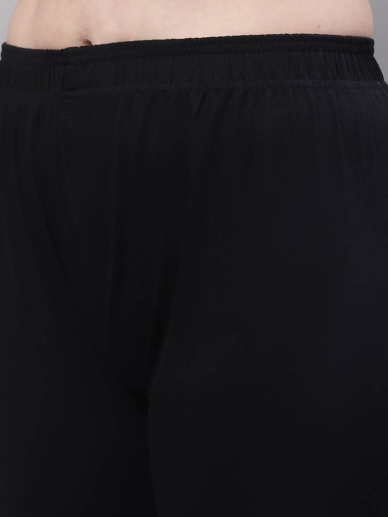 Black Solid Ankle Length Plus Legging