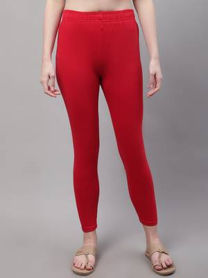 Red Solid Ankle Length Plus Legging 1