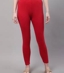 Red Solid Ankle Length Plus Legging