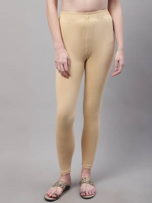 Beige Solid Ankle Length Plus Legging 1