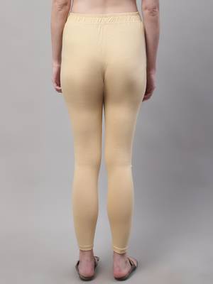 Beige Solid Ankle Length Plus Legging 2