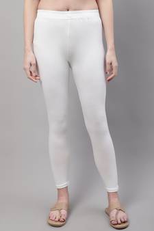 Off white Solid Ankle Length Plus Legging