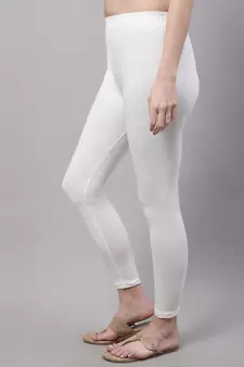 Off white Solid Ankle Length Plus Legging